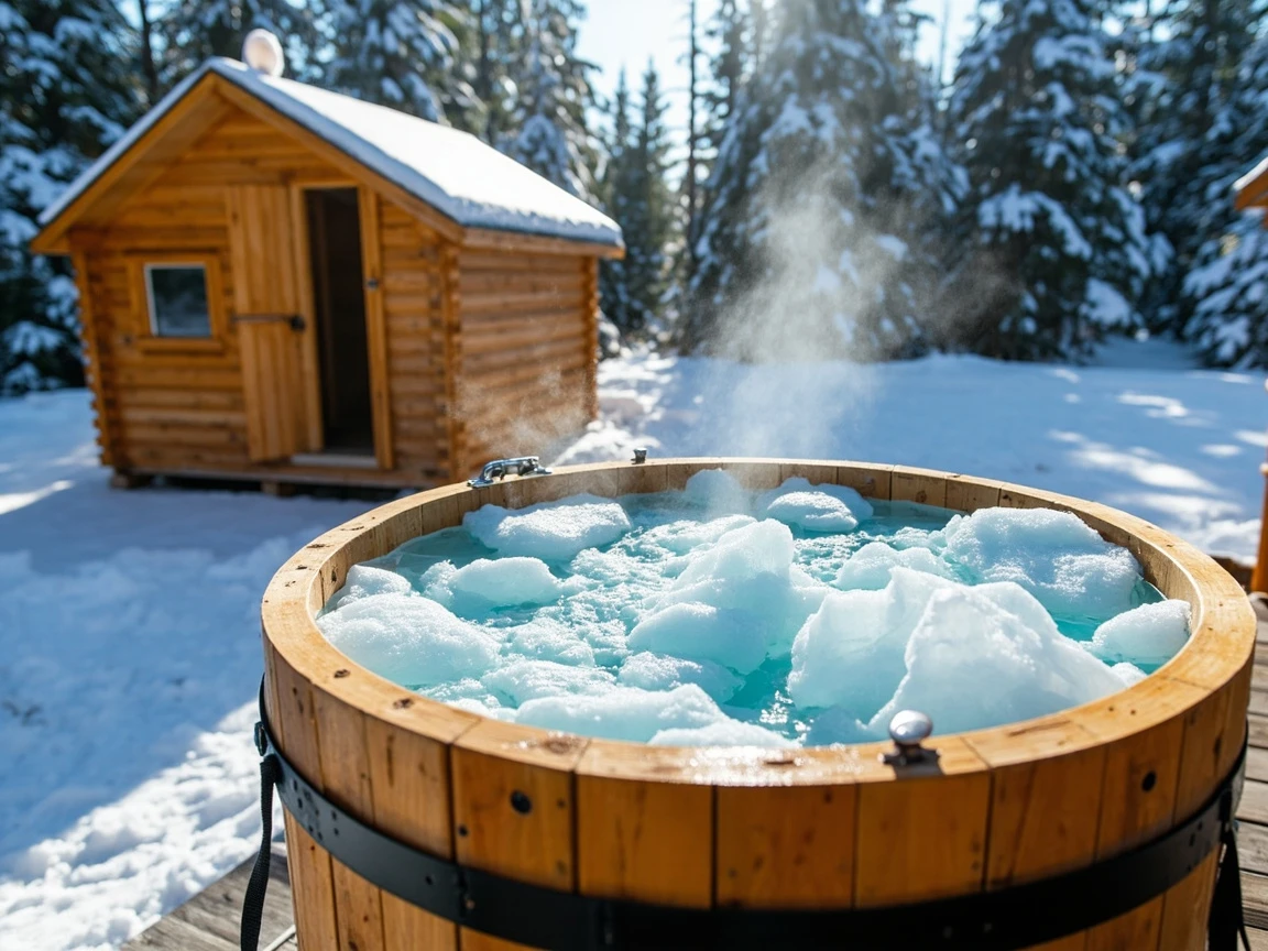 A sauna beside a cold plunge tub, the setup for contrast therapy