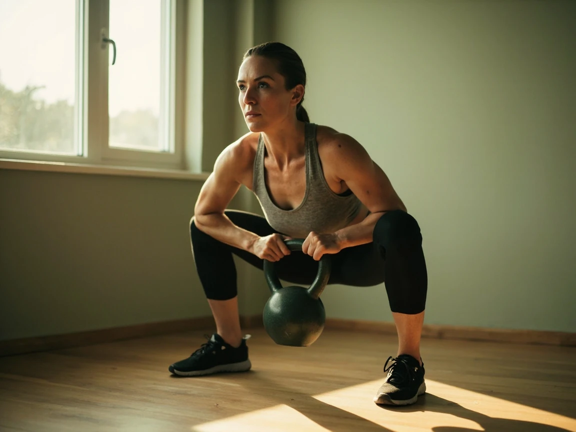 A woman strength training at home, the context where creatine for women works best
