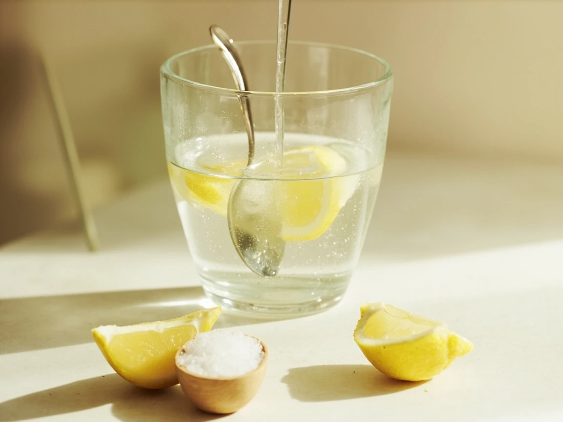 A simple homemade electrolyte drink — water, citrus, and a pinch of salt
