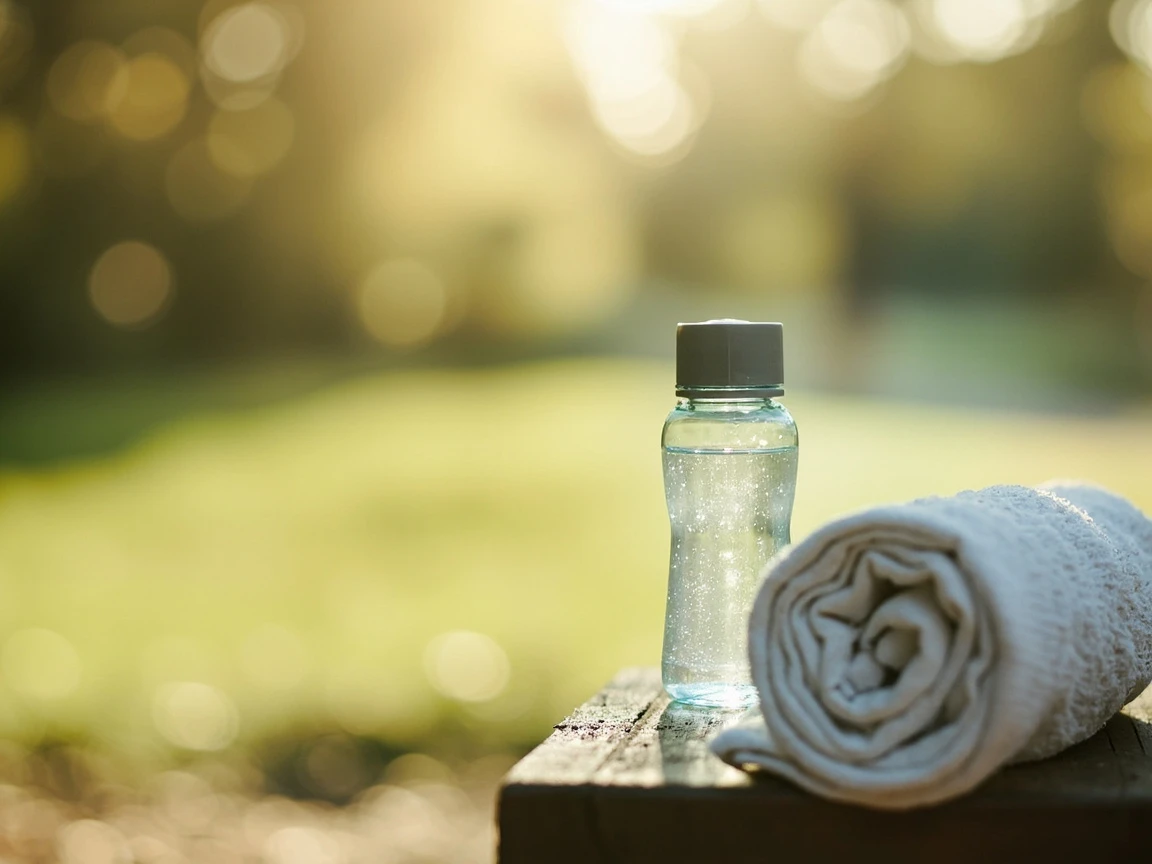 A water bottle and towel after a sweat session, when electrolytes actually matter