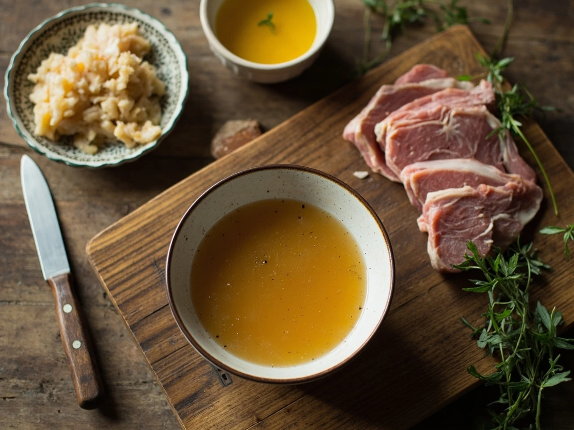 Bone broth and gelatin, natural food sources rich in glycine