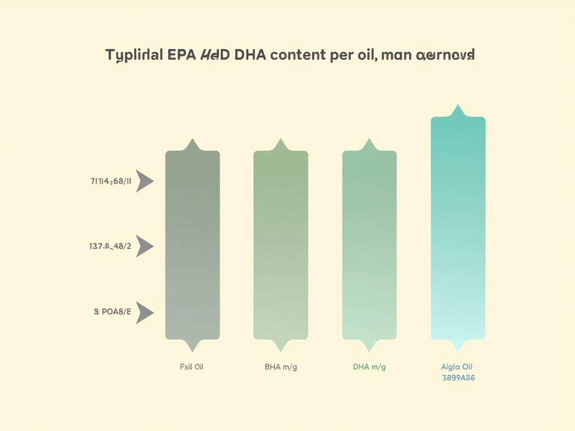 EPA and DHA content per gram compared across fish oil, krill oil, and algae oil