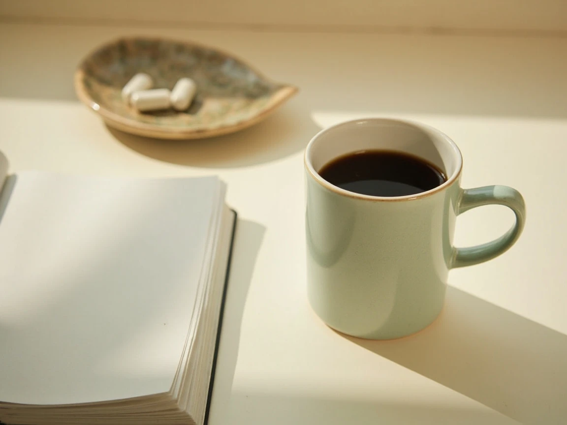 Coffee with L-theanine capsules, the calm-focus combination the research supports
