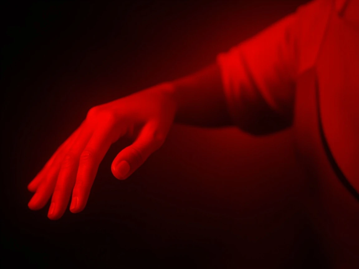 Skin bathed in red light, the wavelength range studied for wrinkle reduction