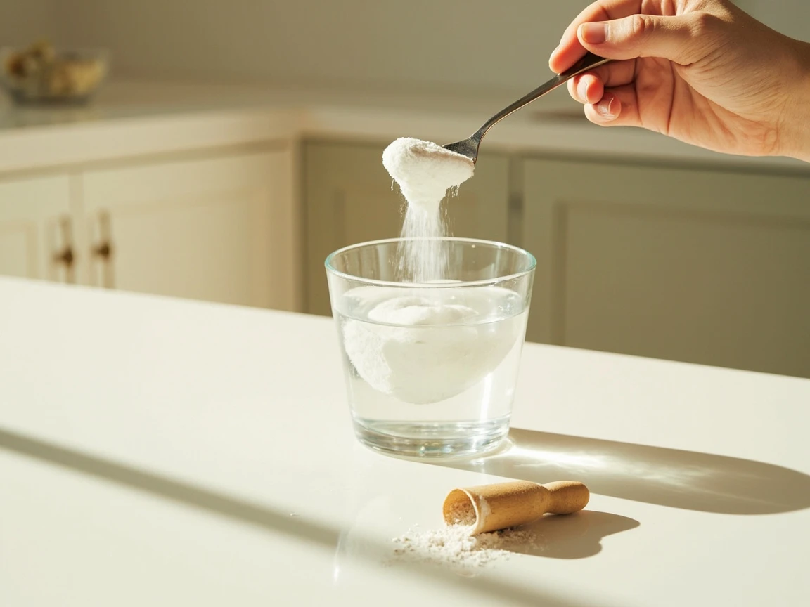 Taurine powder stirred into water, an easy way to take a 1 to 3 gram dose